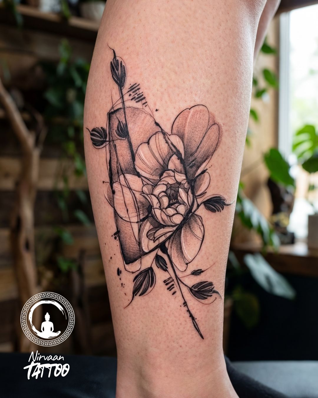 Abstract flower tattoo